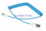 Изображение USB кабель для iPhone 5/6/7 моделей шнур спираль (усиленный) 1 м синий(упак/10шт.)  интернет магазин Иватек ivatec.ru