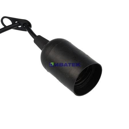 Изображение Патрон подвесной с клеммной колодкой E27 черный, с этикеткой, индивидуальный пакет REXANT  интернет магазин Иватек ivatec.ru