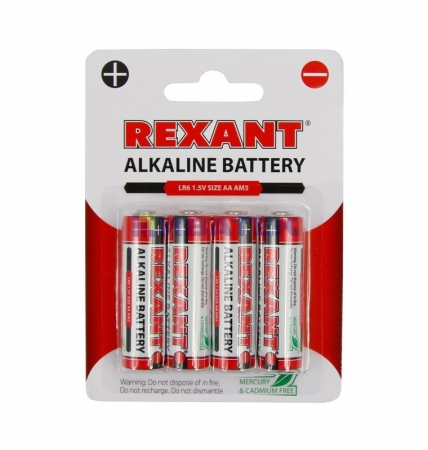 Изображение Алкалиновая батарейка AA/LR6 "REXANT" 1,5 V   4 шт блистер  интернет магазин Иватек ivatec.ru