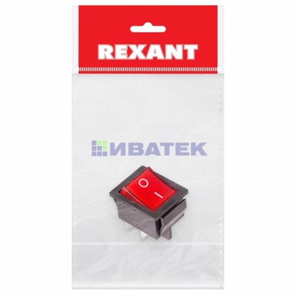 Выключатель клавишный 250V 16А (4с) ON-OFF красный  с подсветкой (RWB-502, SC-767, IRS-201-1)  REXANT Индивидуальная упаковка 1 шт