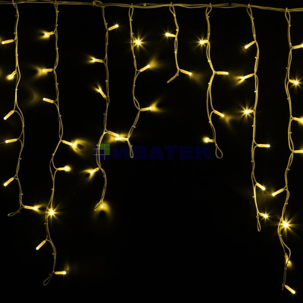Гирлянда Айсикл (бахрома) светодиодный, 5,6 х 0,9 м, белый провод "КАУЧУК", 230 В, диоды желтые, 240 LED NEON-NIGHT