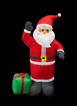 Изображение 3D фигура надувная "Дед Мороз с подарком", размер 120 см, внутренняя подсветка 3 лампы, компрессор с  интернет магазин Иватек ivatec.ru