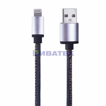 Изображение Кабель USB-Lightning для iPhone/2,4A/nylon/denim/1m/REXANT  интернет магазин Иватек ivatec.ru