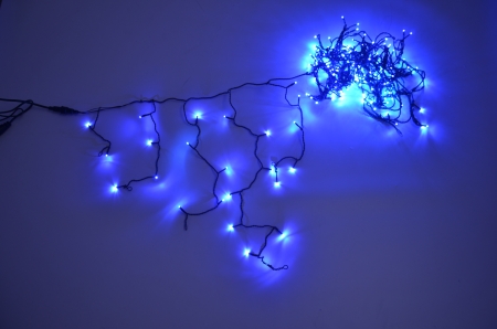 Изображение Гирлянда новогодняя Айсикл бахрома (синие диоды черный провод) LED-RPL-180-240V-B/BL (FS-000893)  интернет магазин Иватек ivatec.ru