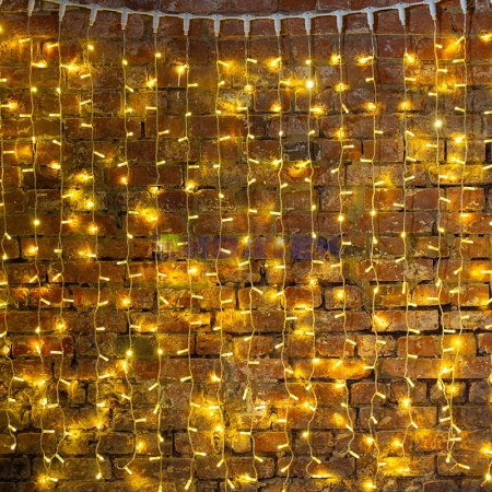 Изображение Гирлянда "Светодиодный Дождь" 2х1,5м, постоянное свечение, прозрачный провод, 230 В, цвет: Золото  интернет магазин Иватек ivatec.ru