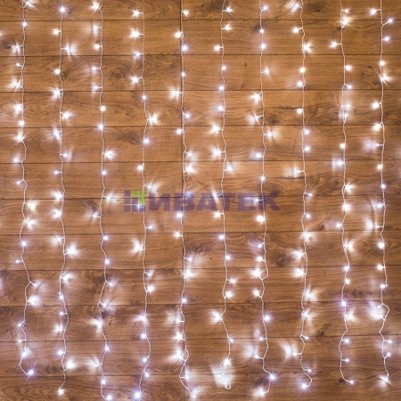 Изображение Гирлянда "Светодиодный Дождь"  1,5х1м, свечение с динамикой, прозрачный провод, 220В, диоды БЕЛЫЕ  интернет магазин Иватек ivatec.ru