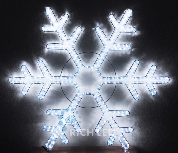 Светодиодная снежинка Rich LED, белая, 100 см, 3600 LED, 220 B.