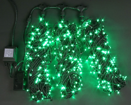 Изображение Гирлянда 3 отрез по 20м Зеленый на черном проводе  LED-BS-200*3-20M*3-24V-G/BL (FS-00001266)  интернет магазин Иватек ivatec.ru