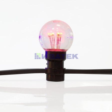 Изображение Гирлянда LED Galaxy Bulb String 10м, черный каучук, 30 ламп*6 LED мульти, влагостойкая IP54  интернет магазин Иватек ivatec.ru