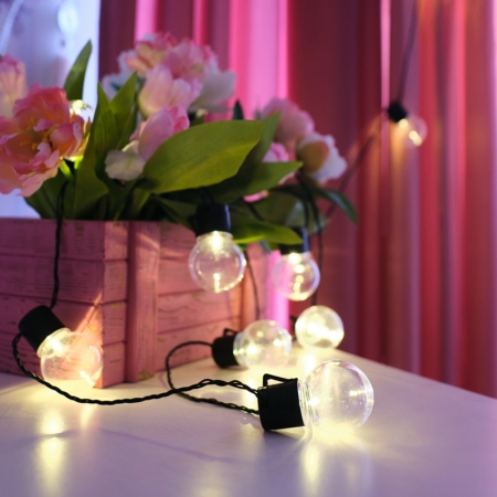 Изображение Лофт-гирлянда светодиодная 5 м, черный ПВХ, 20 LED, теплое белое свечение NEON-NIGHT  интернет магазин Иватек ivatec.ru