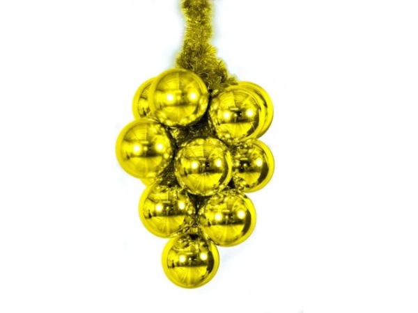 Елочное украшение Гроздь из шаров 600мм (14шт*150мм) цвет Золото
