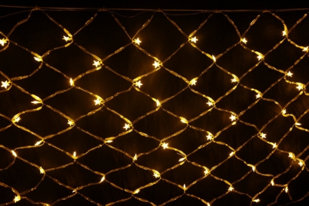 Изображение LED-SNL-80-240V-Y (2.0х1.0) Световая сетка 80 светодиод. с насадками звезды. б/к Желтая  интернет магазин Иватек ivatec.ru