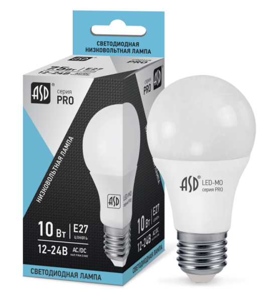 Лампа светодиодная низковольтная LED-MO-12/24V-PRO 7,5Вт 12-24В Е27 4000К 600Лм ASD