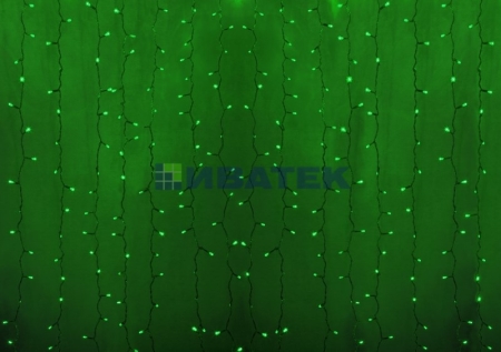 Изображение Гирлянда "Светодиодный Дождь" 2х1,5м, постоянное свечение, прозрачный провод, 230 В, диоды ЗЕЛЁНЫЕ  интернет магазин Иватек ivatec.ru