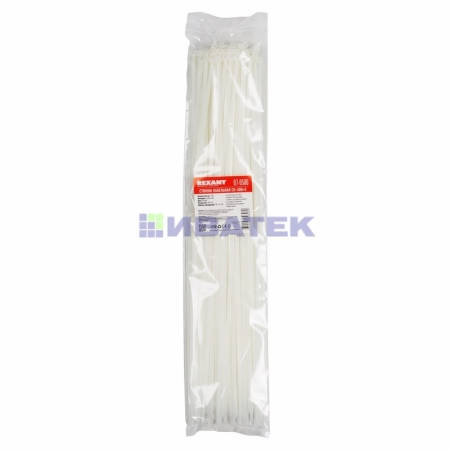 Изображение Хомут-стяжка кабельная нейлоновая REXANT 500 x4,8мм, белая, упаковка 100 шт.  интернет магазин Иватек ivatec.ru