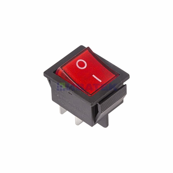 Выключатель клавишный 250V 16А (4с) ON-OFF красный  с подсветкой  REXANT (10 шт в уп)