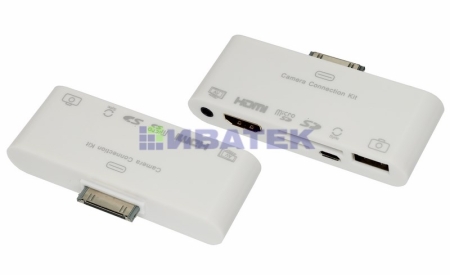 Изображение AV адаптер 6 в 1 для iPhone 4/4S на HDMI, USB, microSD, SD, 3.5 мм, microUSB  интернет магазин Иватек ivatec.ru