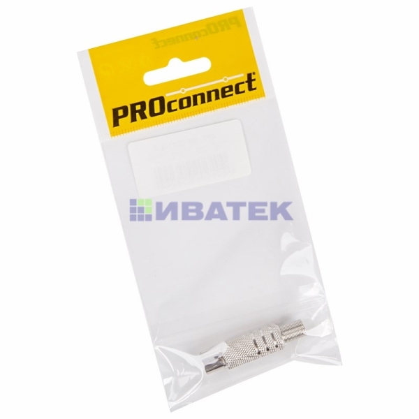 Разъем антенный на кабель, (штекер-TV никель с пружиной), (1шт.) (пакет)  PROconnect