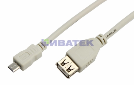 Изображение Кабель USB (шт. micro USB - гн. USB A) 0.2 метра, серый REXANT  интернет магазин Иватек ivatec.ru