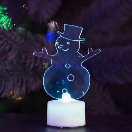 Изображение Фигура светодиодная на подставке "Снеговик в шляпе 2D", RGB  интернет магазин Иватек ivatec.ru
