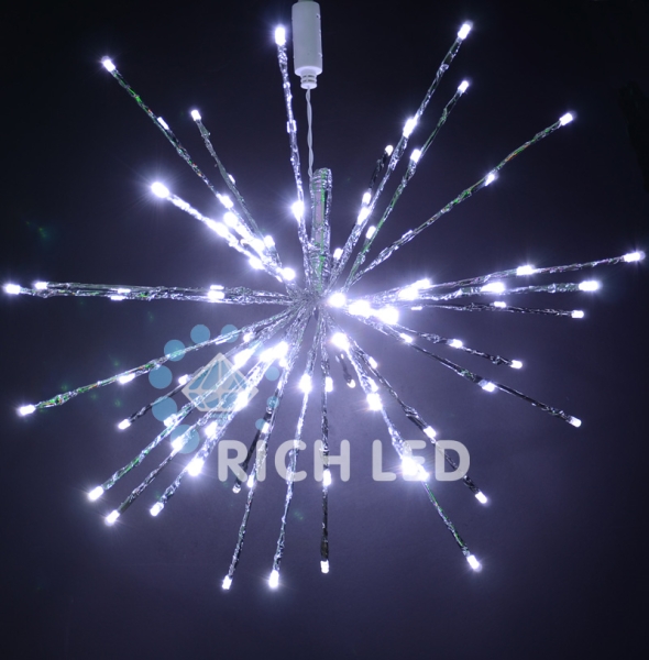 LED ежик-трансформер 45см соединяемый (до 50 шт.) белый мерцание 96LED 220В IP54, цвет: белый