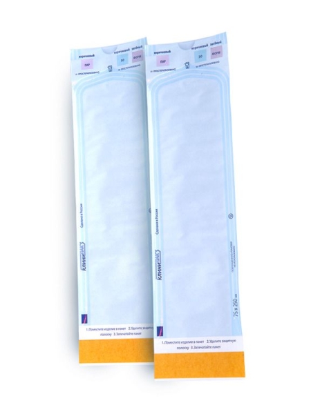 Пакеты Клинипак для стерилизации комбинированные Пленка/бумага Белый/голубой 150х250 мм, 200 шт/упк , арт.601-087