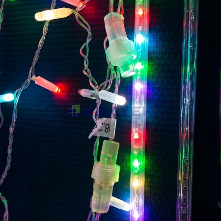 Изображение Гирлянда "Светодиодный Дождь" 2х1,5м, прозрачный провод, 230 В, диоды RGB, 300 LED свечение с динамикой при приобитении контроллера 245-907  интернет магазин Иватек ivatec.ru