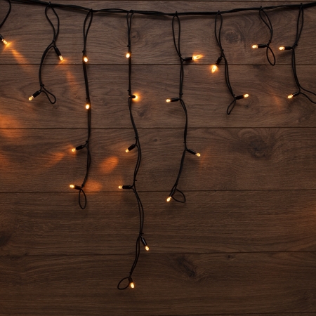 Изображение Гирлянда Айсикл (Бахрома) светодиодная 3,2х0,6 м, 88 LED, черный провод каучук, теплое белое свечение NEON-NIGHT  интернет магазин Иватек ivatec.ru