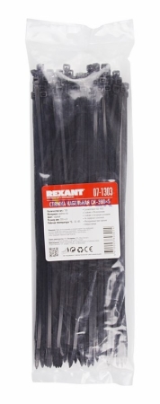 Изображение Хомут-стяжка кабельная нейлоновая REXANT 300 x4,8мм, черная, упаковка 100 шт.  интернет магазин Иватек ivatec.ru
