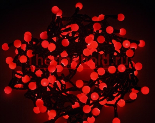 Гирлянда новогодняя "LED - шарики", диаметр 17,5мм  20 м, цвет свечения Красный, 220В, Neon-Night
