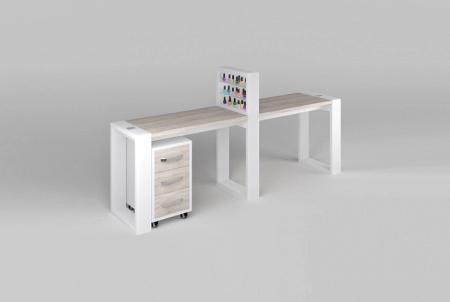 Изображение Модульный маникюрный стол Matrix двухместный с подставкой для лаков и тумбой  интернет магазин Иватек ivatec.ru