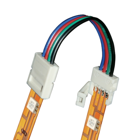 Изображение Коннектор (провод) для соединения светодиодных лент 5050 RGB между собой, 4 контакта, IP20, цвет белый, 20 штук в пакете  интернет магазин Иватек ivatec.ru