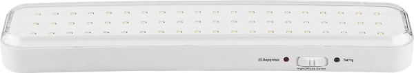 Аккумуляторный светильник, EL121 60LED  AC/DC (литий-ионная батарея), белый, с наклейкой "Выход", 330*73*30 мм