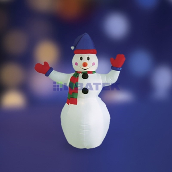 3D фигура надувная "Снеговик с шарфом", размер 180 см, внутренняя подсветка 2 лампы, компрессор с ад