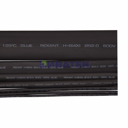 Изображение Термоусаживаемая трубка клеевая REXANT 24,0/6,0 мм, (4:1) черная, упаковка 20 шт. по 1 м  интернет магазин Иватек ivatec.ru