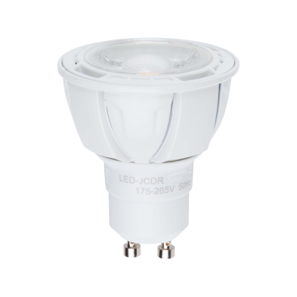 LED-JCDR-5W/NW/GU10/S Лампа светодиодная Volpe. Форма "JCDR", матовый рассеиватель. Материал корпуса термопластик. Цвет свечения белый. Серия Simple.