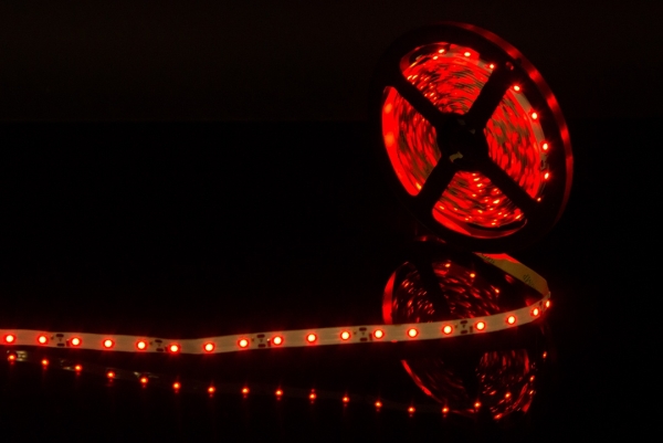 Лента светодиодная стандарт 3528, 60 LED/м, 4,8 Вт/м, 12В , IP20, Цвет: Красный, 00000000044