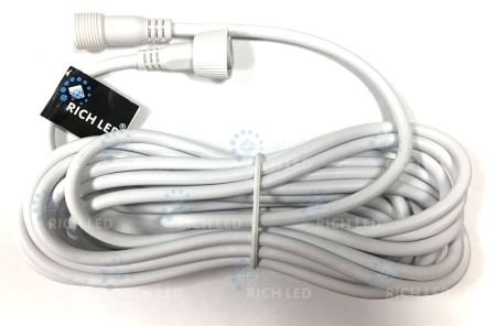 Изображение Удлинитель 2 м, 2 pin, 2-х проводной, белый соединяемый влагозащищенный IP 54 для нитей 10 м, бахромы, занавесов  интернет магазин Иватек ivatec.ru