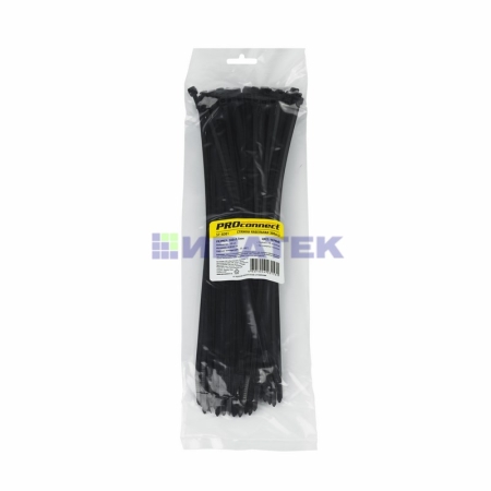 Изображение Хомут-стяжка кабельная нейлоновая PROconnect 300 x3,6мм, черная, упаковка 100 шт.  интернет магазин Иватек ivatec.ru