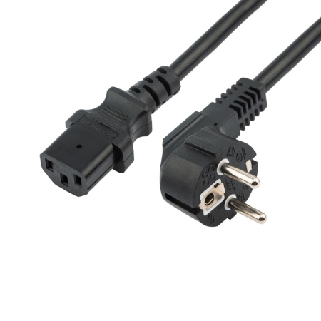 Изображение Шнур сетевой, евровилка угловая - евроразъем С13, кабель 3x1,5 мм², длина 0,5 метра, черный (PVC пакет) REXANT  интернет магазин Иватек ivatec.ru
