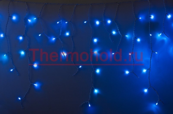 Гирлянда новогодняя Айсикл (бахрома) светодиодный, 4,8 х 0,6 м, Белый провод, 220В, диоды Синие