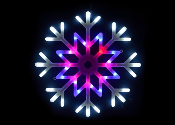 ULD-H4040-048/DTA MULTI IP20 SNOWFLAKE Фигура светодиодная "Снежинка", 40х40см. Подвесная. 48 светодиодов. Красный, синий, белый свет. Провод прозрачн