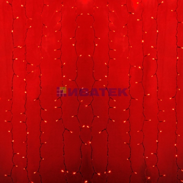 Гирлянда "Светодиодный Дождь"  2x0,8м, прозрачный провод, 230 В, диоды Красные, 160 LED