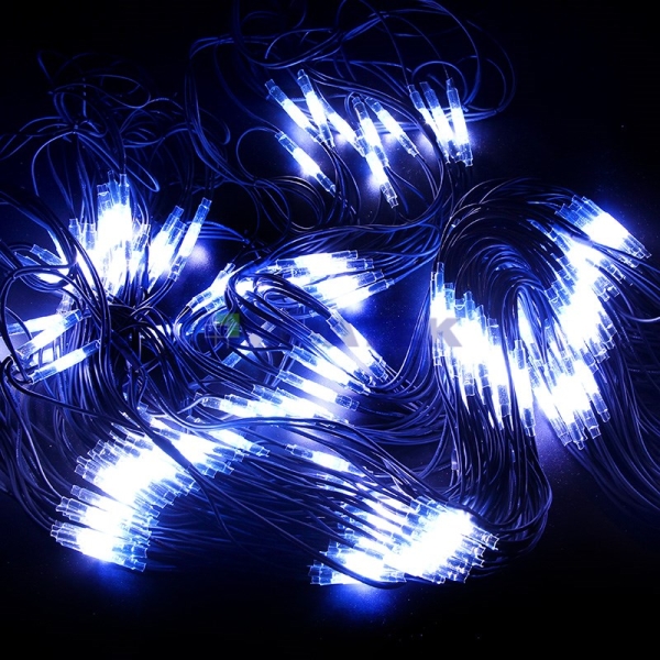 Гирлянда новогодняя Айсикл (бахрома) светодиодный, 1,8 х 0,5 м, прозрачный провод, 220В, диоды Синие