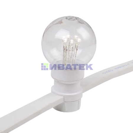 Изображение Гирлянда LED Galaxy Bulb String 10м, белый каучук, 30 ламп*6 LED тепло-белые, влагостойкая IP54  интернет магазин Иватек ivatec.ru