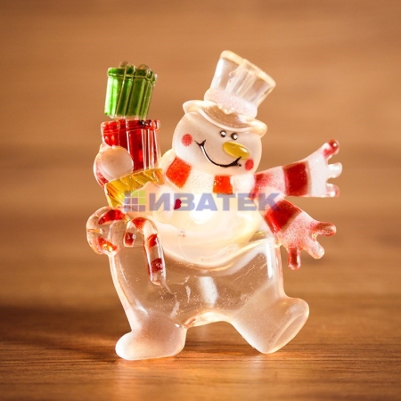 Изображение Фигура светодиодная на присоске "Снеговик с подарком", RGB  интернет магазин Иватек ivatec.ru