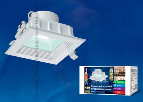 ULT-D02C-10W/NW WHITE Светильник светодиодный встраиваемый потолочный. Мощность — 10 Вт. Световой поток — 560 Лм. Цвет свечения — белый. Степень защит