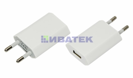 Изображение Сетевое зарядное устройство iPhone/iPod USB белое (СЗУ) (5 V, 1000 mA) REXANT  интернет магазин Иватек ivatec.ru