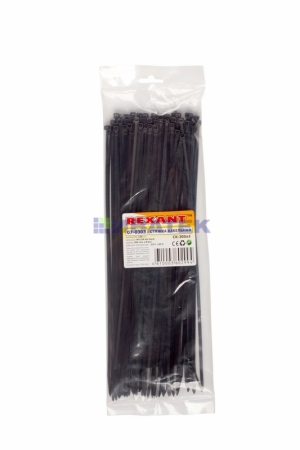 Изображение Хомут-стяжка кабельная нейлоновая REXANT 300 x7,6мм, черная, упаковка 5пак, 100 шт/пак.  интернет магазин Иватек ivatec.ru