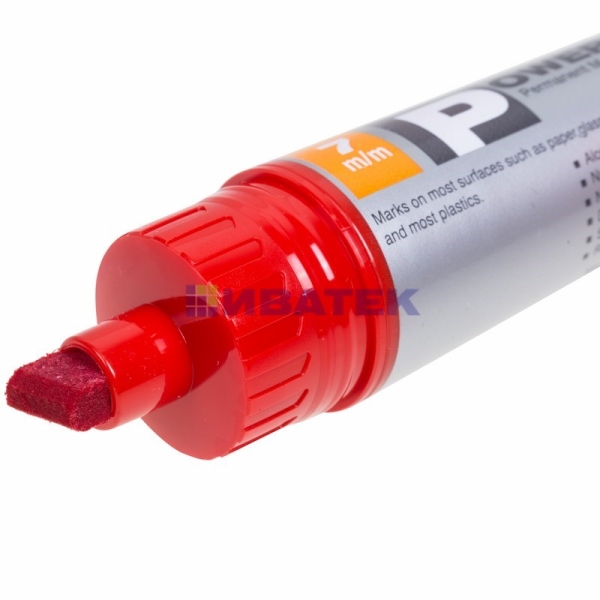 Маркер перманентный промышленный Line Plus «PER-2707» 7 мм, красный, скошенный уп 12шт
